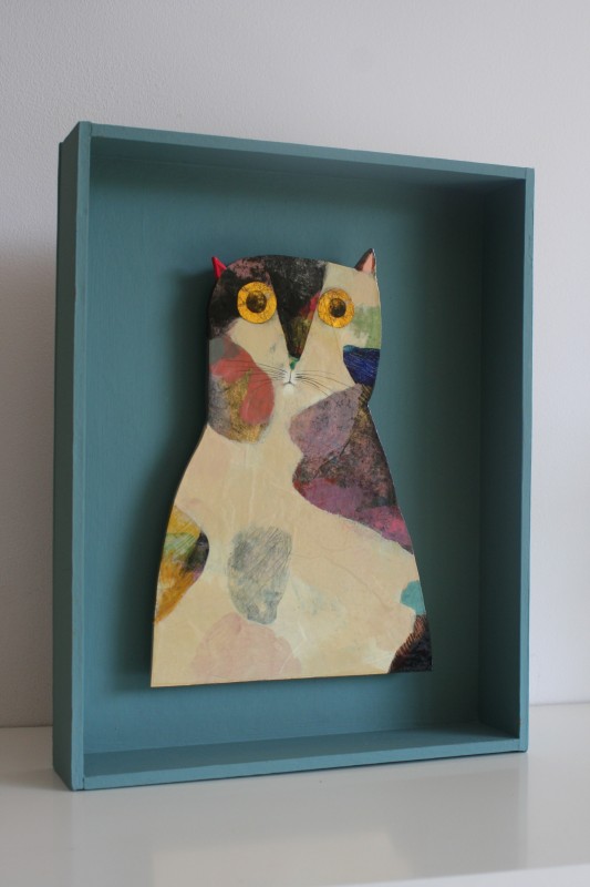 Portrait de chat n°1, cadre boîte (21x27 cm, 260 euros)
